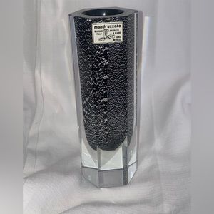 Signed Murano Italy ALESSANDRO MANDRUZZATO hexagon Silver Black Sommerso perfect